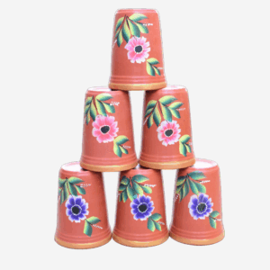 Handmade Unglazed Royal Clay Glass Set – Set of 5