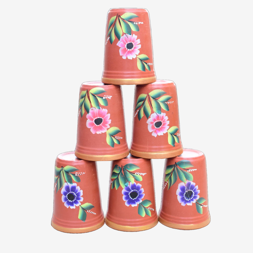 Handmade Unglazed Royal Clay Glass Set – Set of 5